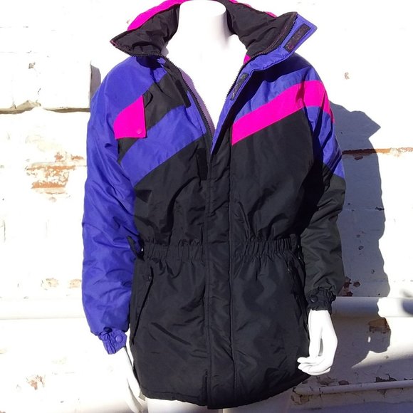 Vintage Jackets & Blazers - VINTAGE Huski Neon Pink Retro Snowboard Ski Jacket